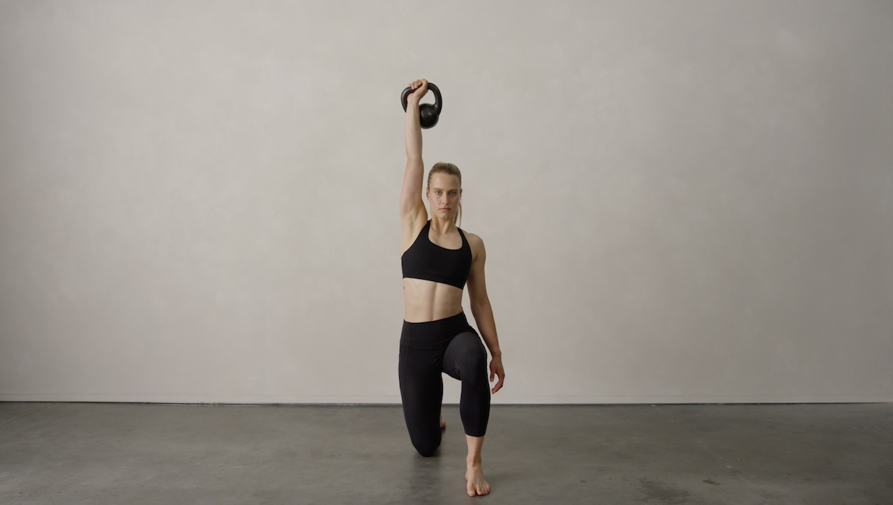 Strength training exercise with a kettlebell