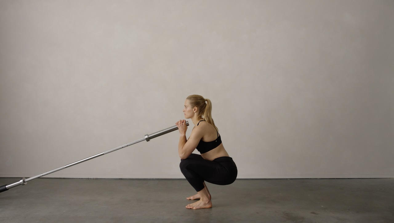 Strength training exercise with a barbell